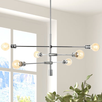 Atlas Modern Vintage Iron Arm-Adjustable LED Chandelier - JONATHAN Y